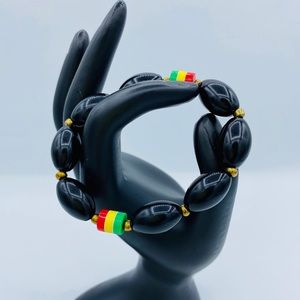 Black Beaded Stretch Bracelet